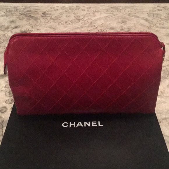 Authentic Chanel Red Leather Clutch - Picture 3 of 8